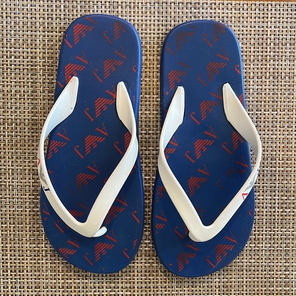 Armani Jeans Blue White Logo FlipsSize 41 (10) - Picture 1 of 5